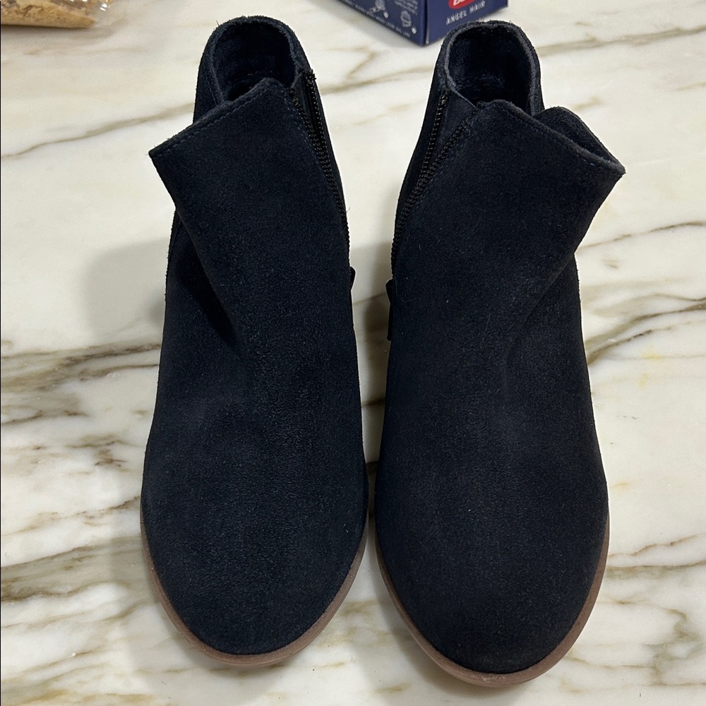 Navy Suede Ankle Booties